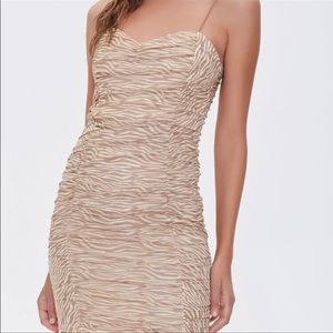 Forever 21 zebra print ruched bodycon midi dress size small